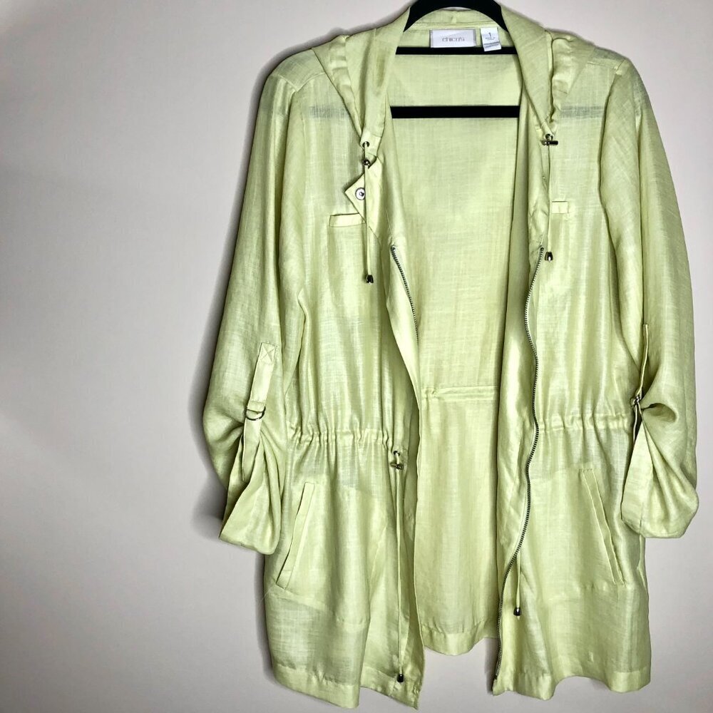 Chico's Hooded Zip-Up Linen-look Jacket, Size 1 (Size M, 8) - Picture 3 of 12
